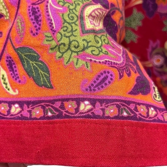 Coldwater Creek Linen Blend Fully Lined Red Floral Jacket Sz L - Picture 5 of 8